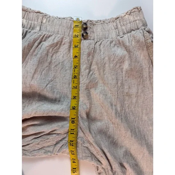 Briggs Linen Blend Straight Leg Pants Beige Elastic Waist Size L 1760053 - Picture 5 of 7